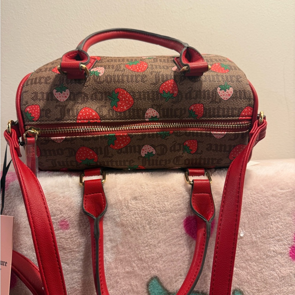 Juicy Couture Red and brown strawberries Satchel NWT - Picture 9 of 10